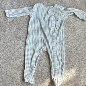 Nordstrom Gingham Kids Footie - Light Gray and White